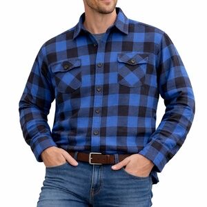 Tradesman Heavy Flannel Shirt Mens Size XXL Blue Black Plaid Workwear 80s